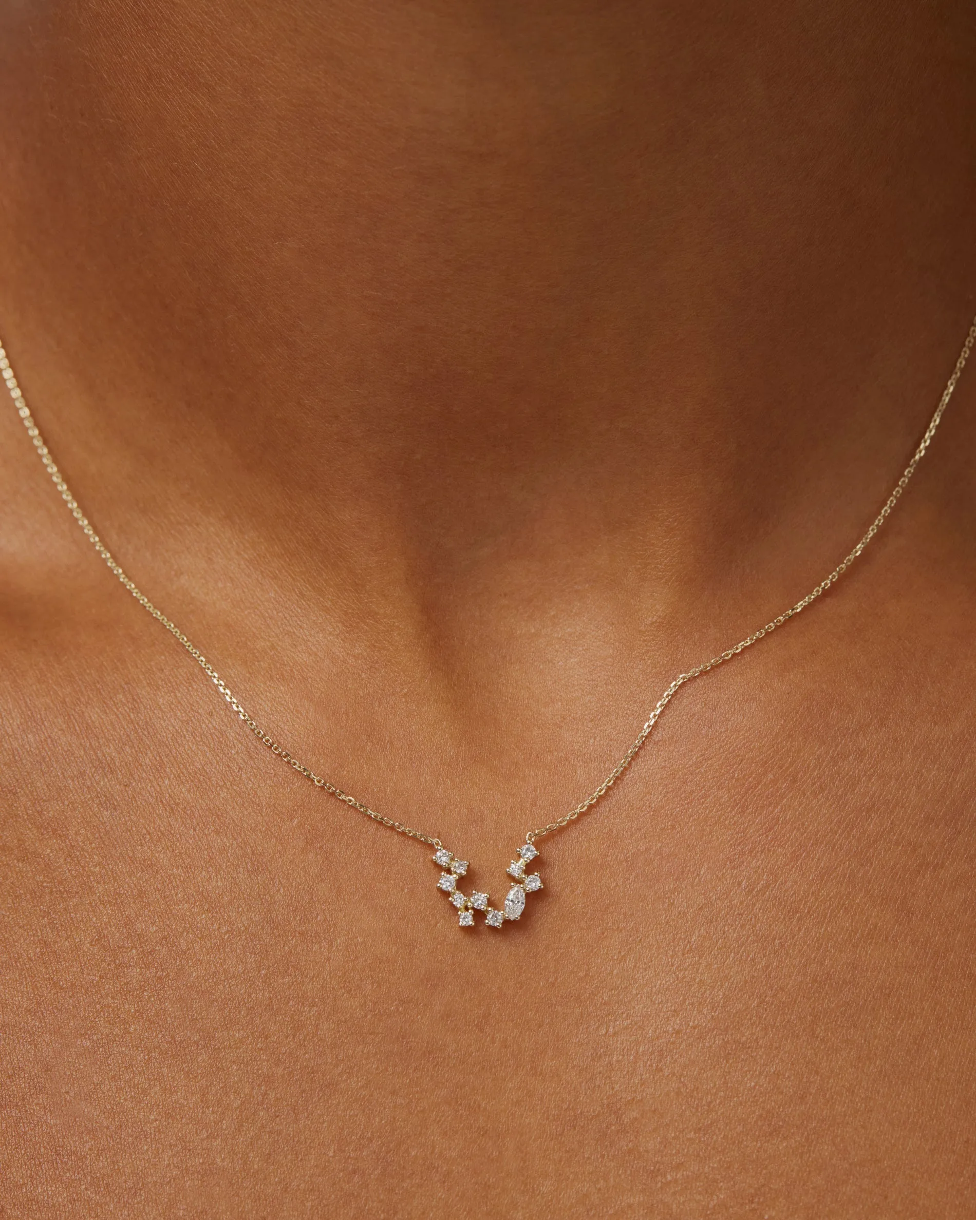0.155 TCW Round & Oval Moissanite Diamond Cluster Necklace