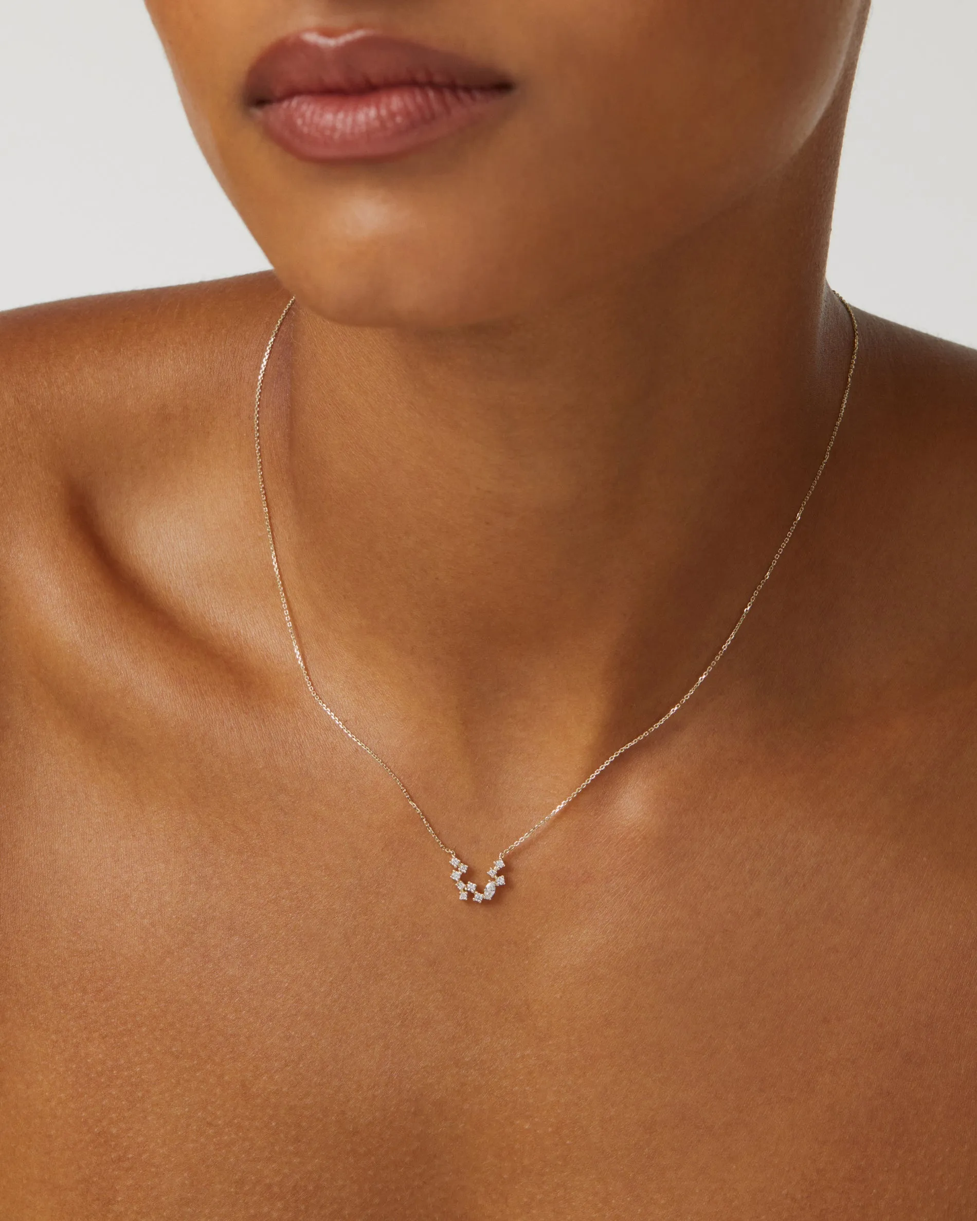 0.155 TCW Round & Oval Moissanite Diamond Cluster Necklace