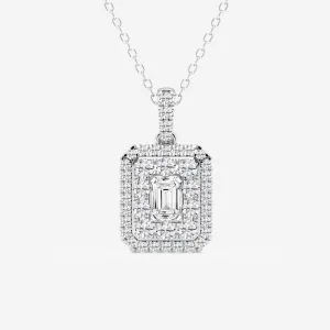 0.33 CT Emerald Moissanite Diamond Halo Style Necklace