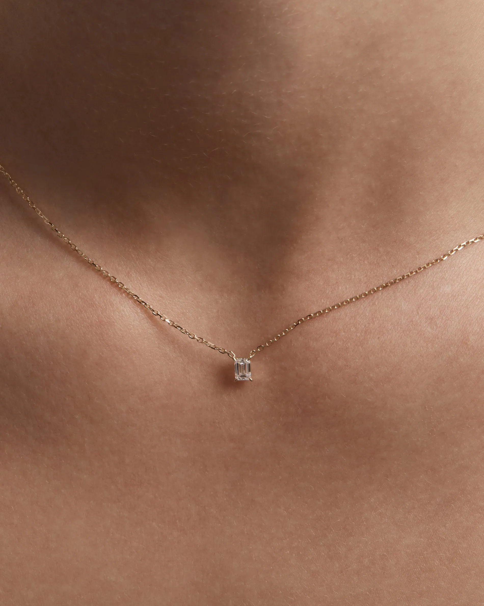0.35 TCW Emerald Moissanite Diamond Bezel Necklace