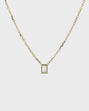 0.35 TCW Emerald Moissanite Diamond Bezel Necklace