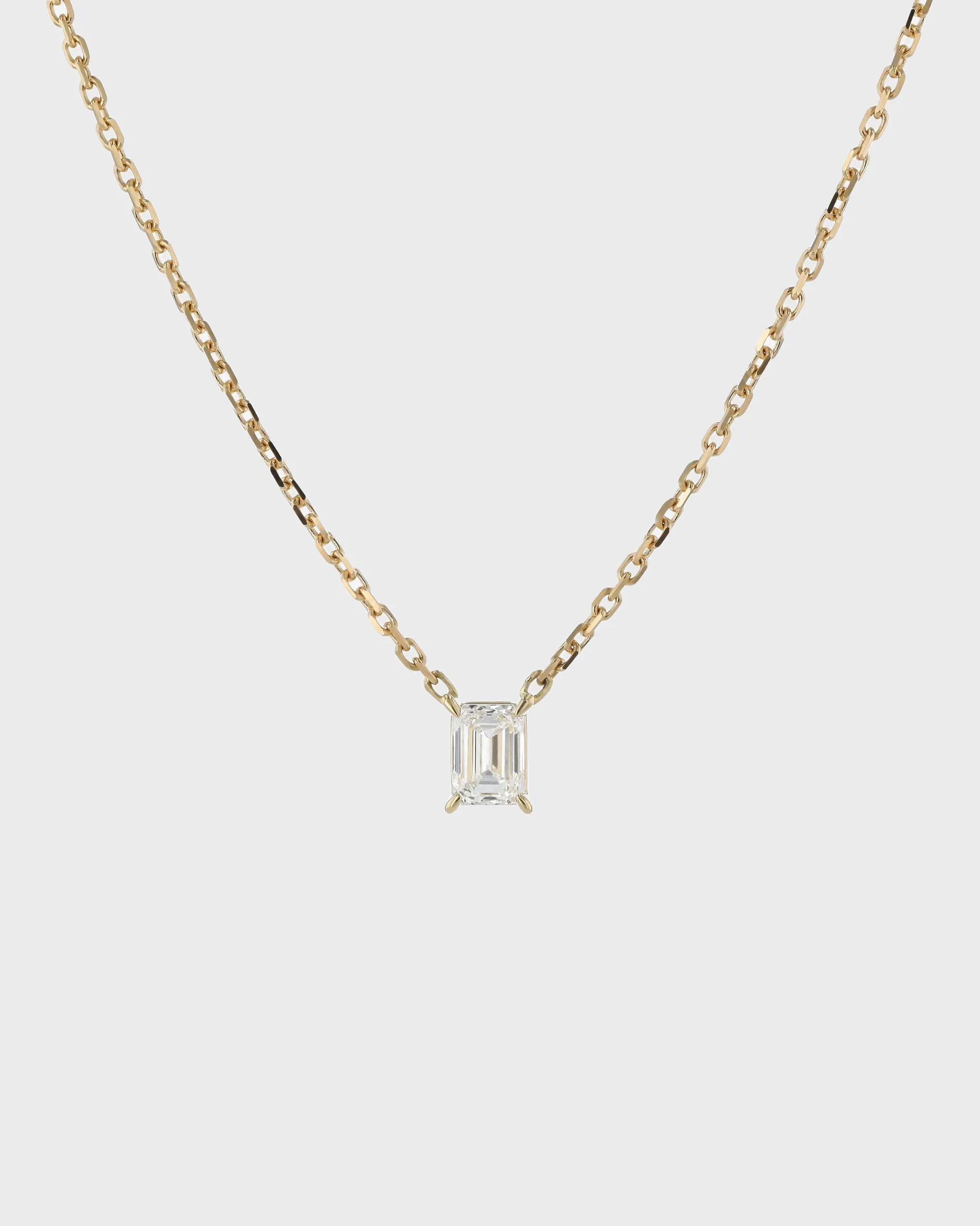 0.35 TCW Emerald Moissanite Diamond Bezel Necklace