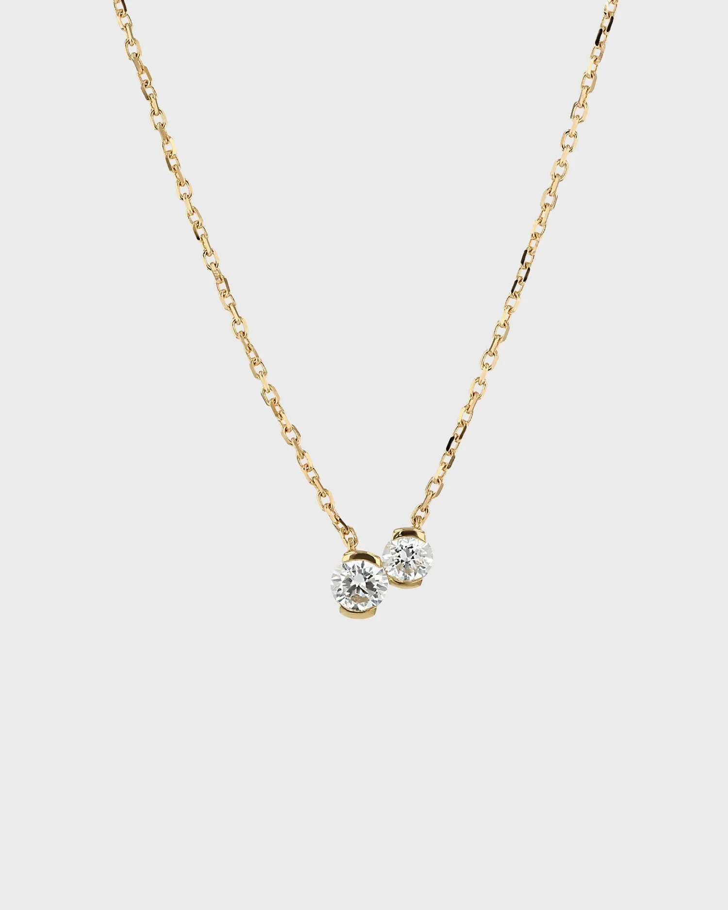0.42 TCW Round Moissanite Diamond Two Stone Necklace