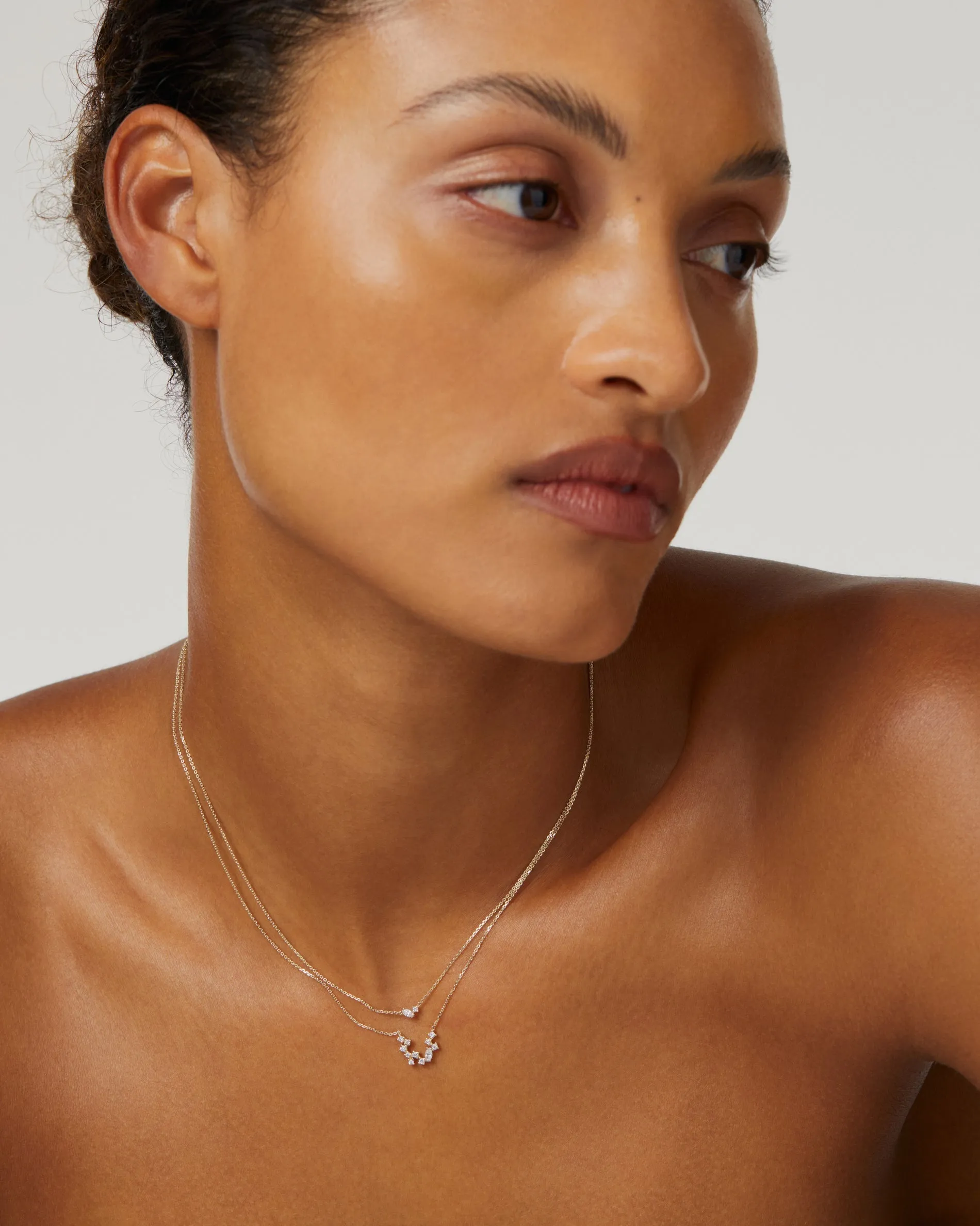 0.65 TCW Round & Marquise Moissanite Diamond Two Stone Necklace