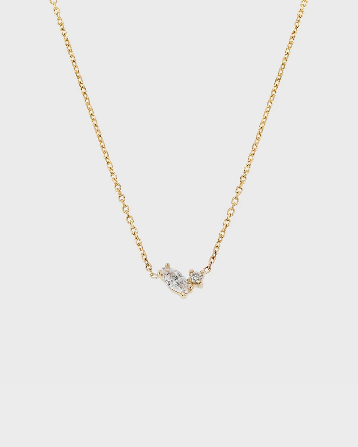 0.65 TCW Round & Marquise Moissanite Diamond Two Stone Necklace