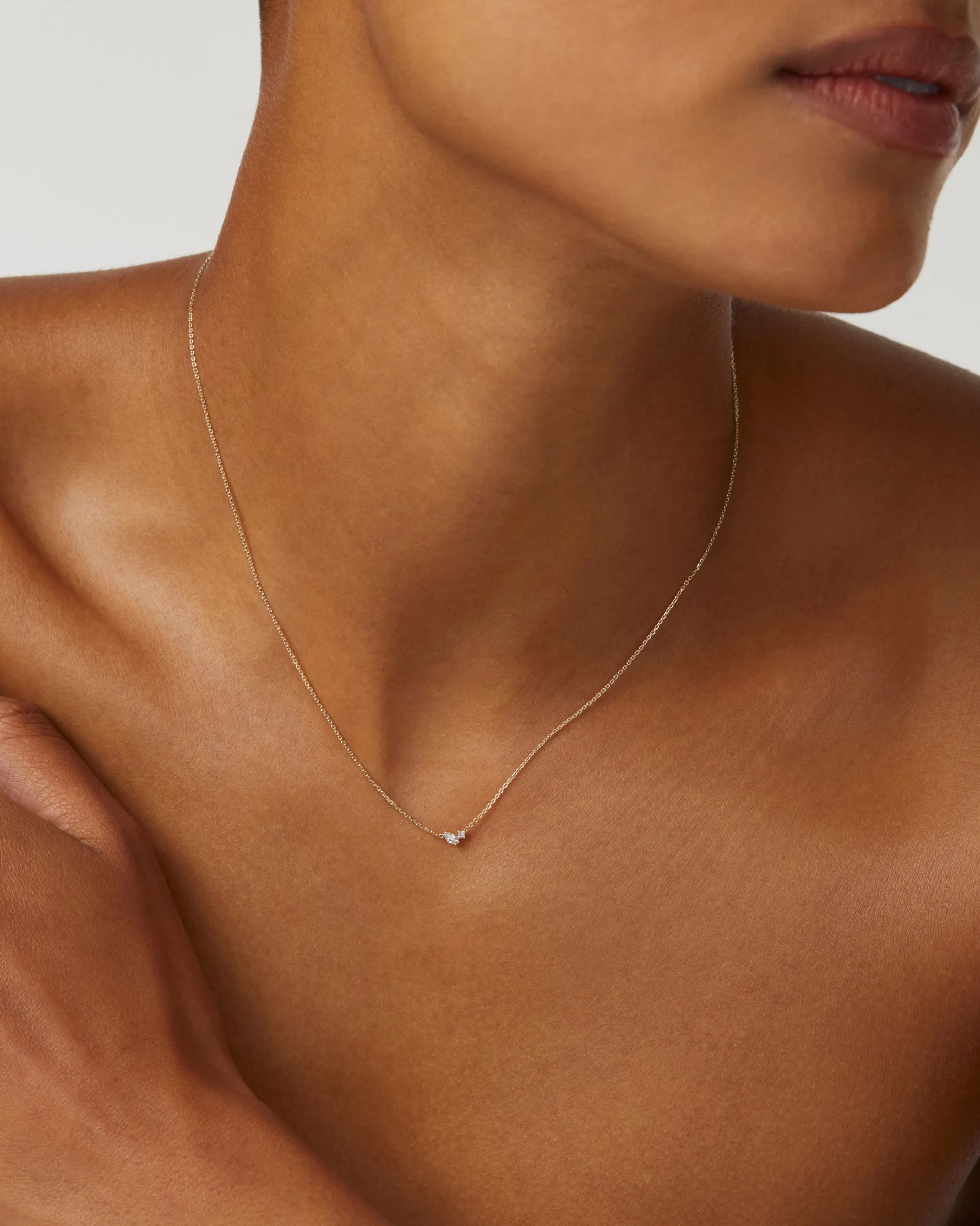 0.65 TCW Round & Marquise Moissanite Diamond Two Stone Necklace