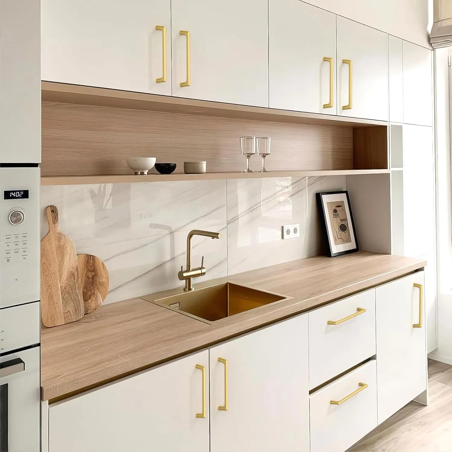 10 Pack Brushed Gold Cabinet Pulls 5 Inch(128mm) Kitchen Cabinet Handles Cabinet Hardware for Drawer Pulls