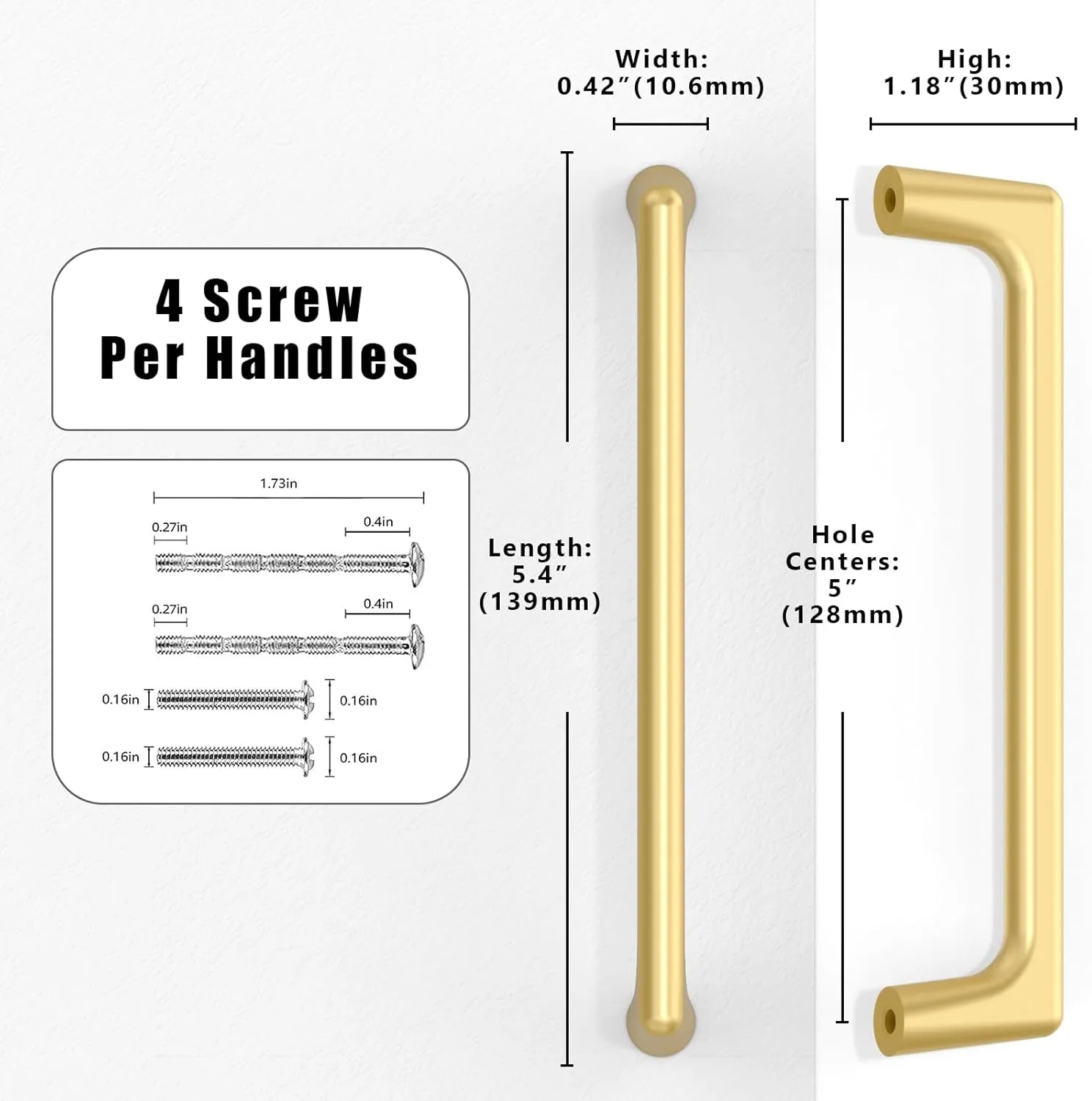10 Pack Brushed Gold Cabinet Pulls 5 Inch(128mm) Kitchen Cabinet Handles Cabinet Hardware for Drawer Pulls