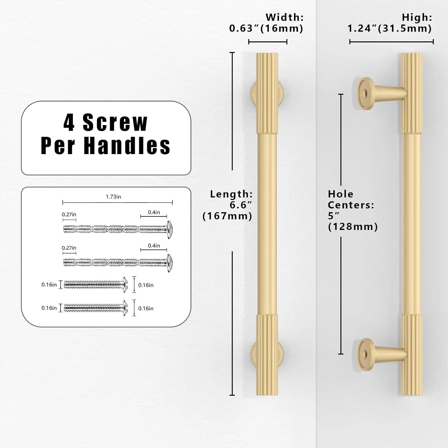 10 Pack Brushed Gold Cabinet Pulls 5 Inch(128mm) Kitchen Cabinet Handles Cabinet Hardware for Drawer Pulls