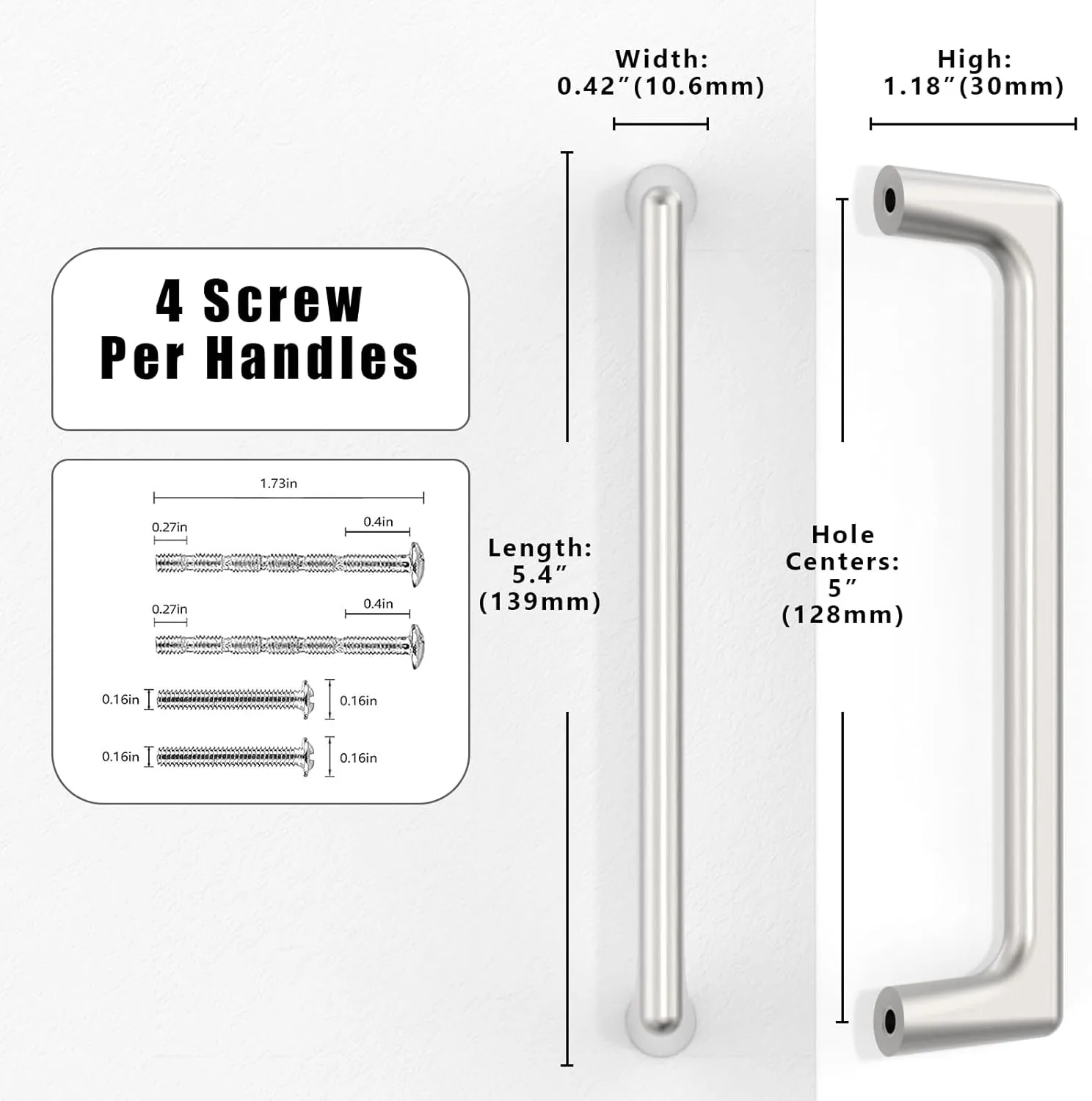 10 Pack Brushed Satin Nickel Cabinet Pulls 5 Inch(128mm) Kitchen Cabinet Handles Cabinet Hardware for Drawer Pulls