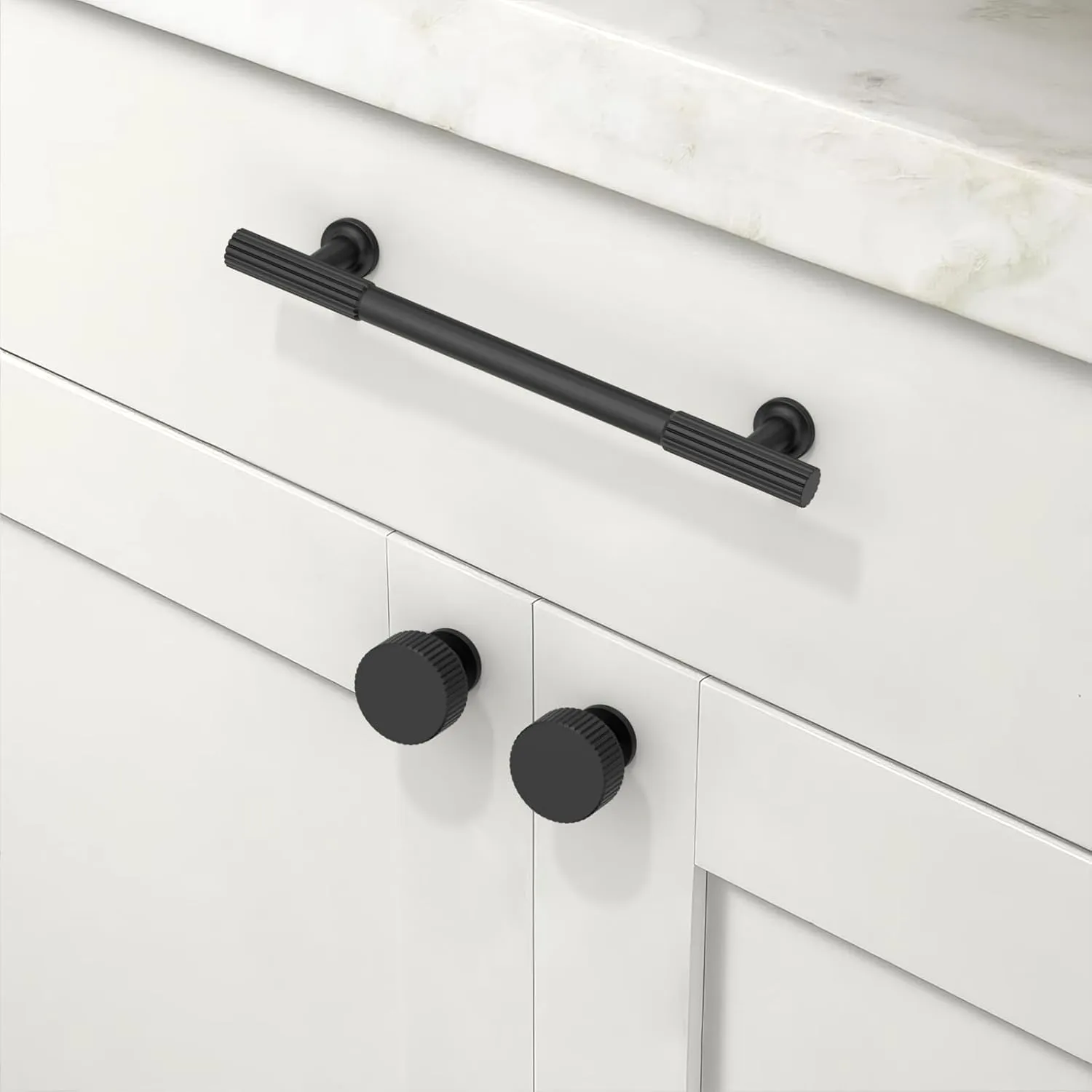 10 Pack Matte Black Cabinet Pulls 5 Inch(128mm) Kitchen Cabinet Handles Cabinet Hardware for Drawer Pulls