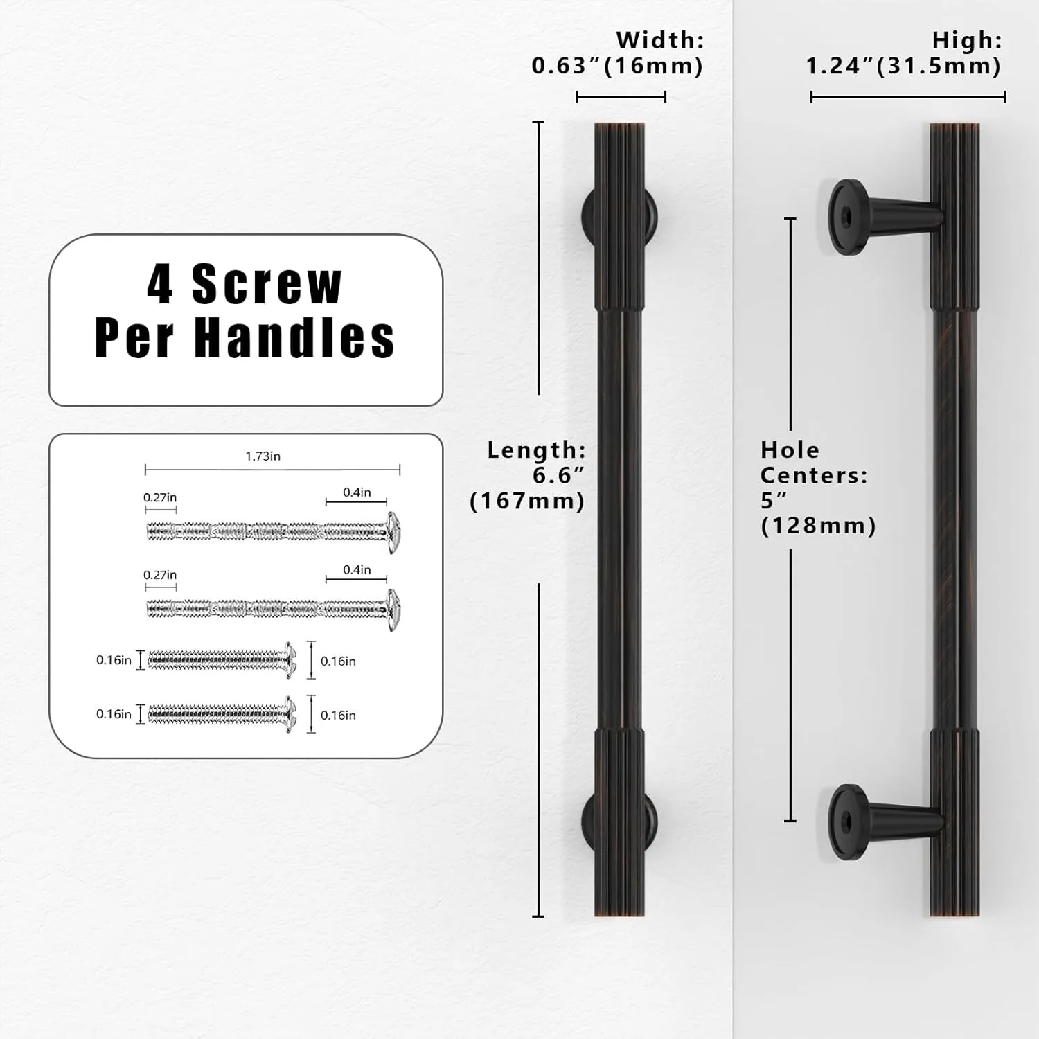 10 Pack Oil Rubbed Bronze Cabinet Pulls 5 Inch(128mm) Kitchen Cabinet Handles Cabinet Hardware for Drawer Pulls