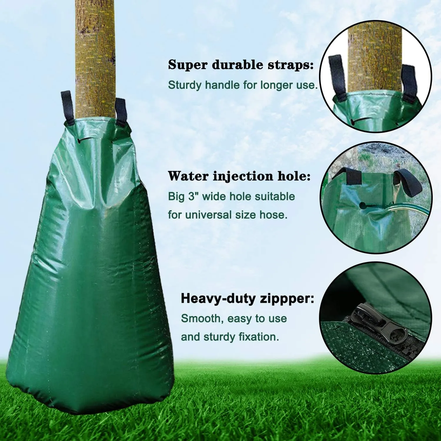 10 PCS 20 Gallon Tree Watering Bags Reusable Heavy Duty Slow Release Tree Irrigation System for Trees, Premium PVC Tree Drip Irrigation Bags