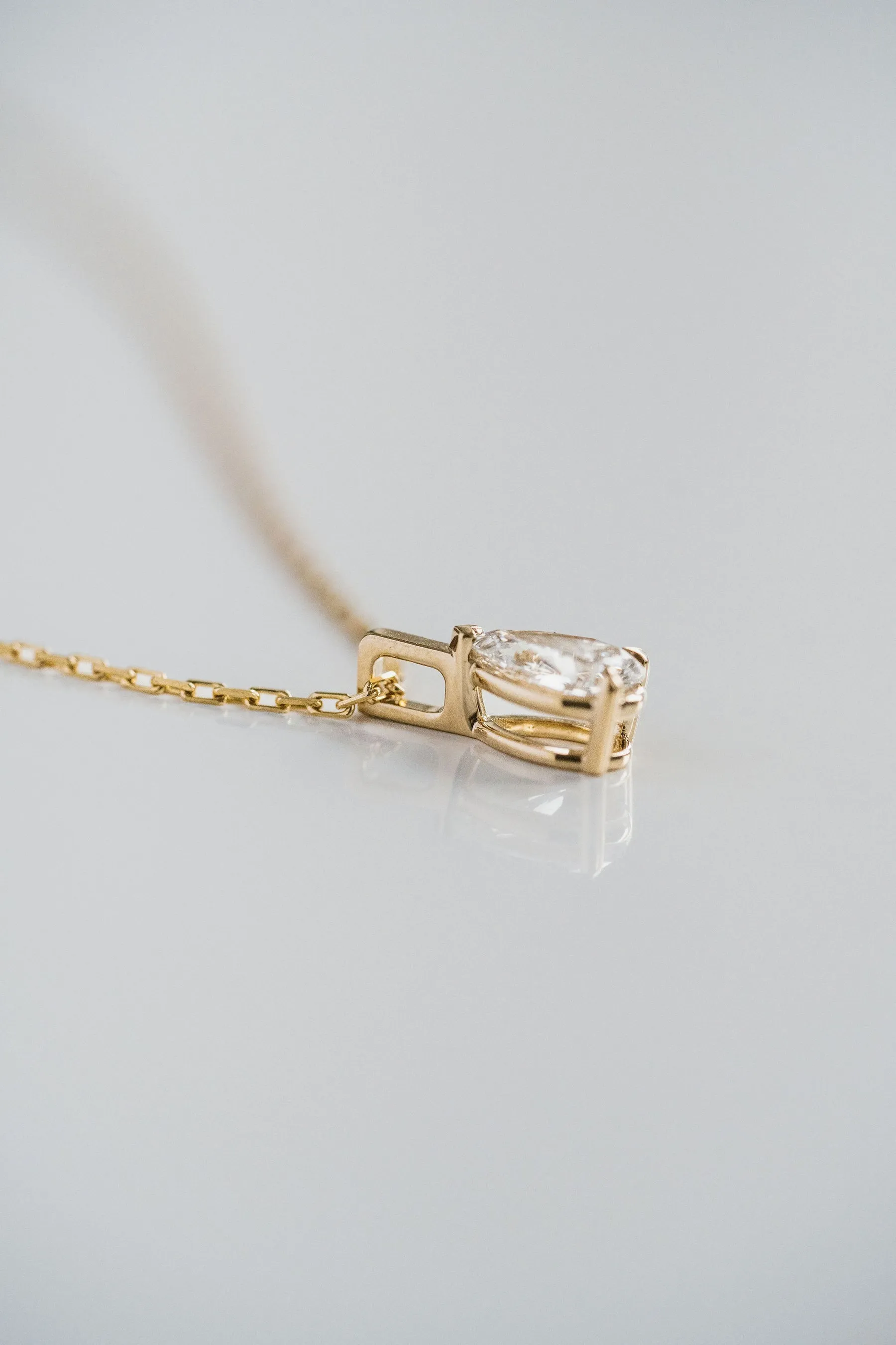 1.0 TCW Pear Moissanite Diamond Solitaire Necklace