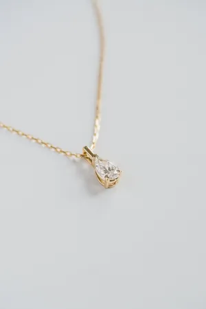 1.0 TCW Pear Moissanite Diamond Solitaire Necklace