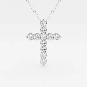 1.0 TCW Round Moissanite Diamond Cross Necklace