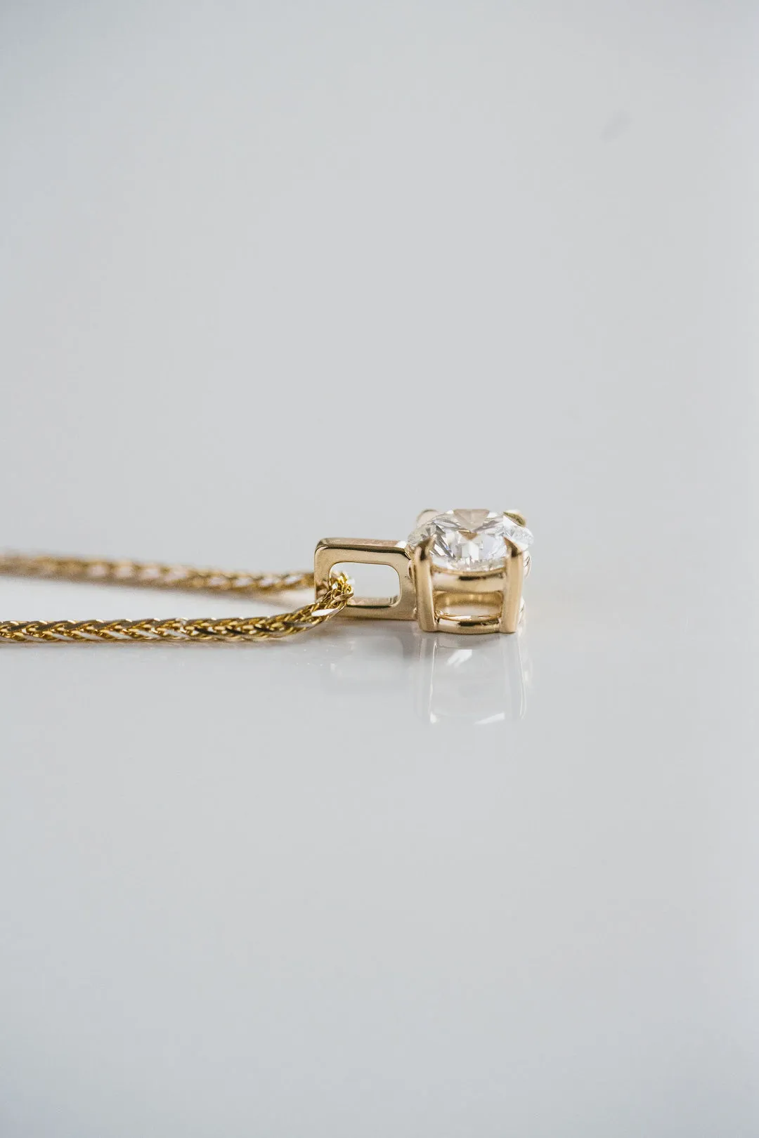 1.0 TCW Round Moissanite Diamond Solitaire Necklace