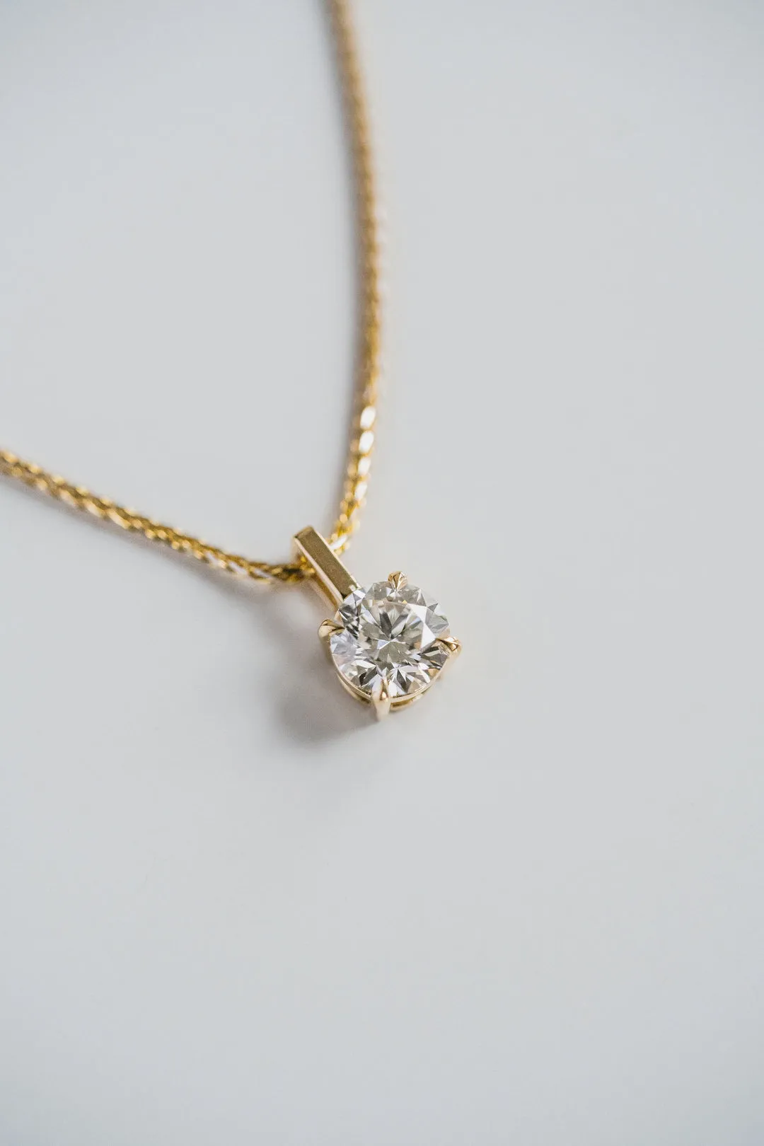 1.0 TCW Round Moissanite Diamond Solitaire Necklace
