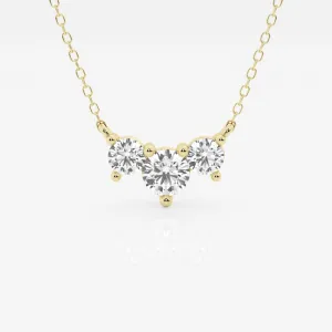 1.0 TCW Round Moissanite Diamond Three Stone Necklace