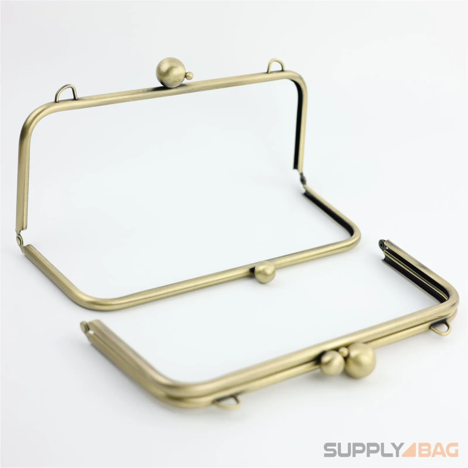 10 x 4 inch - Large Antique Brass Clutch Frame with Chain Loops Atop