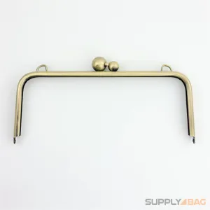 10 x 4 inch - Large Antique Brass Clutch Frame with Chain Loops Atop