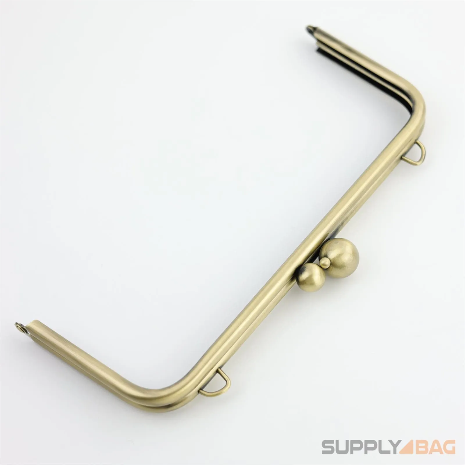 10 x 4 inch - Large Antique Brass Clutch Frame with Chain Loops Atop