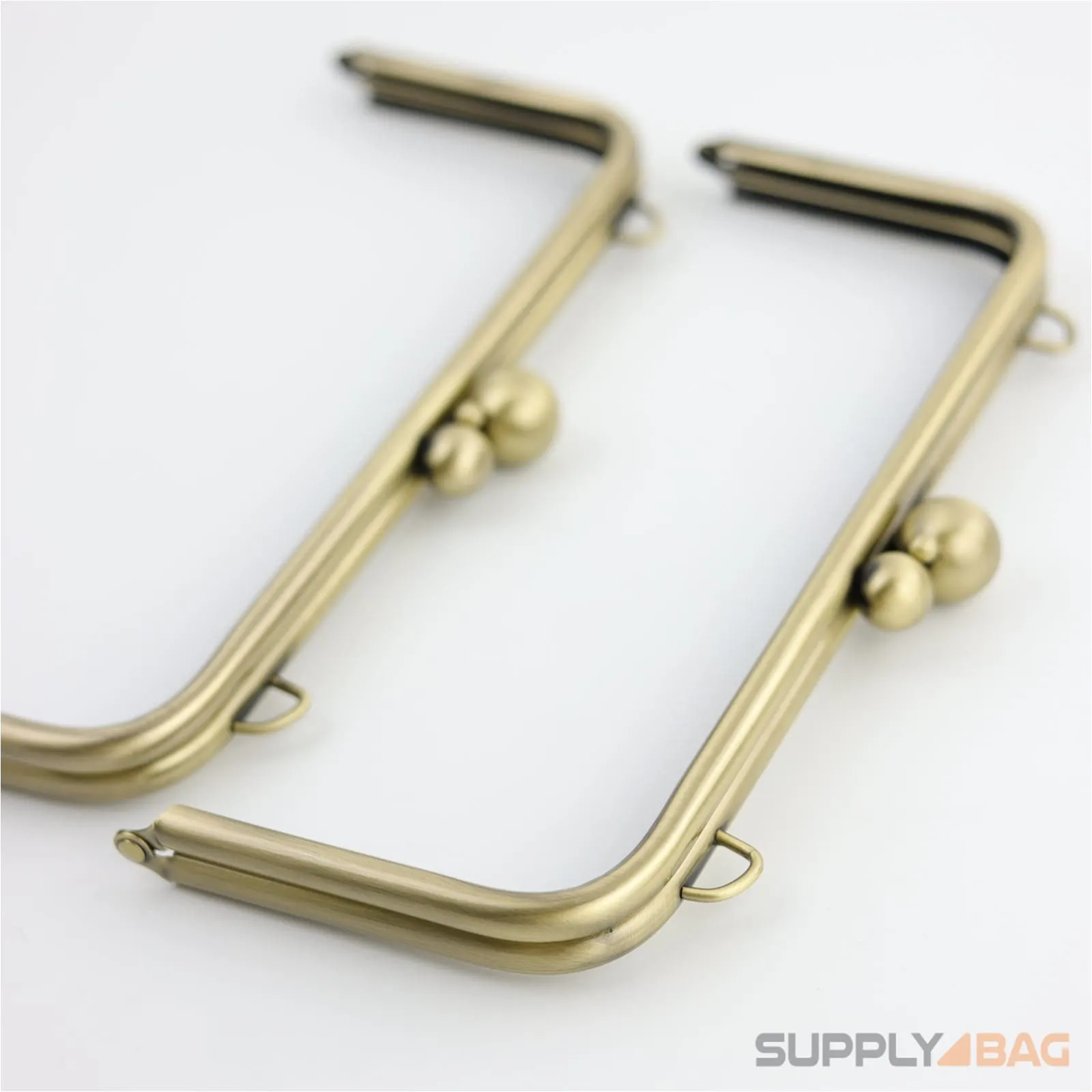 10 x 4 inch - Large Antique Brass Clutch Frame with Chain Loops Atop