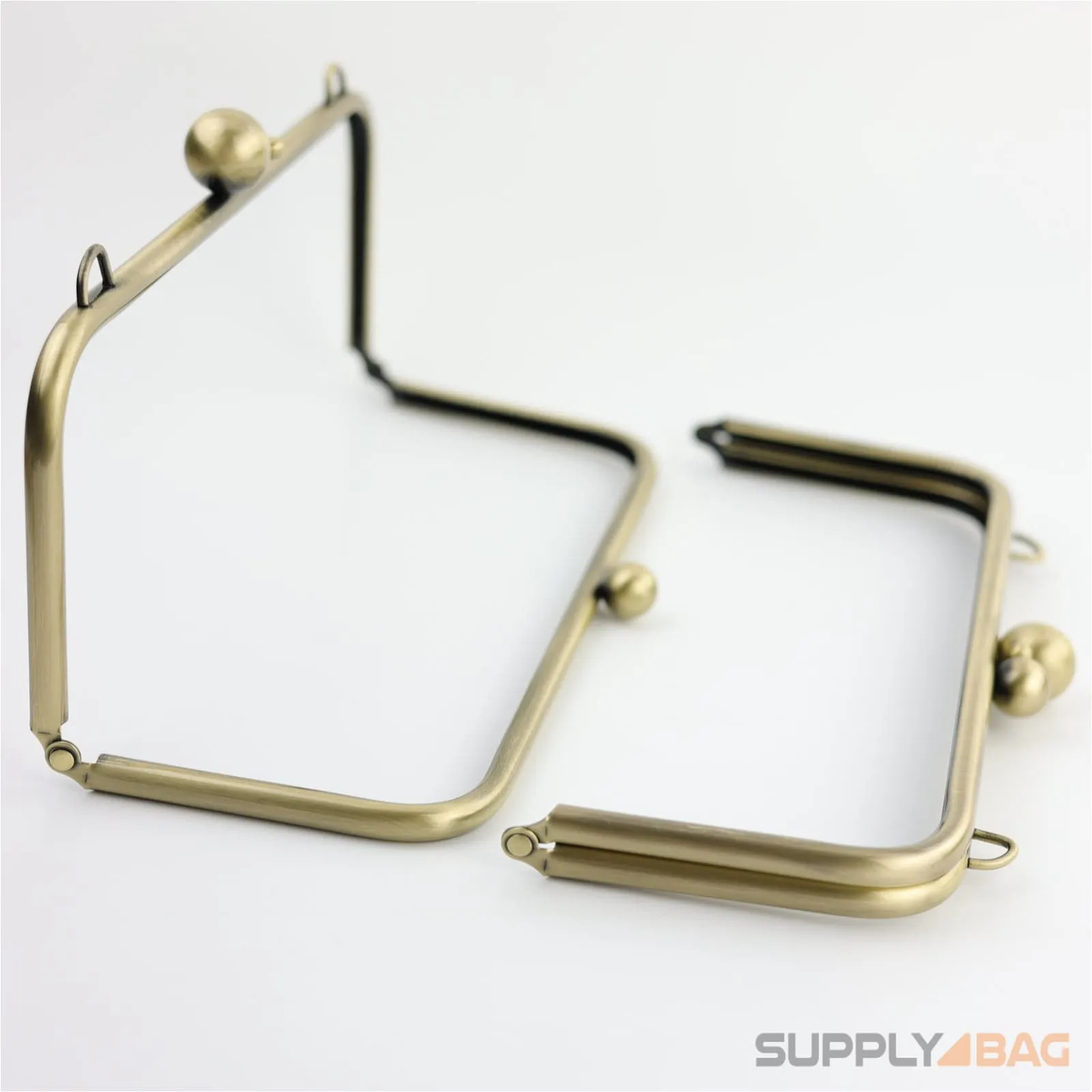 10 x 4 inch - Large Antique Brass Clutch Frame with Chain Loops Atop