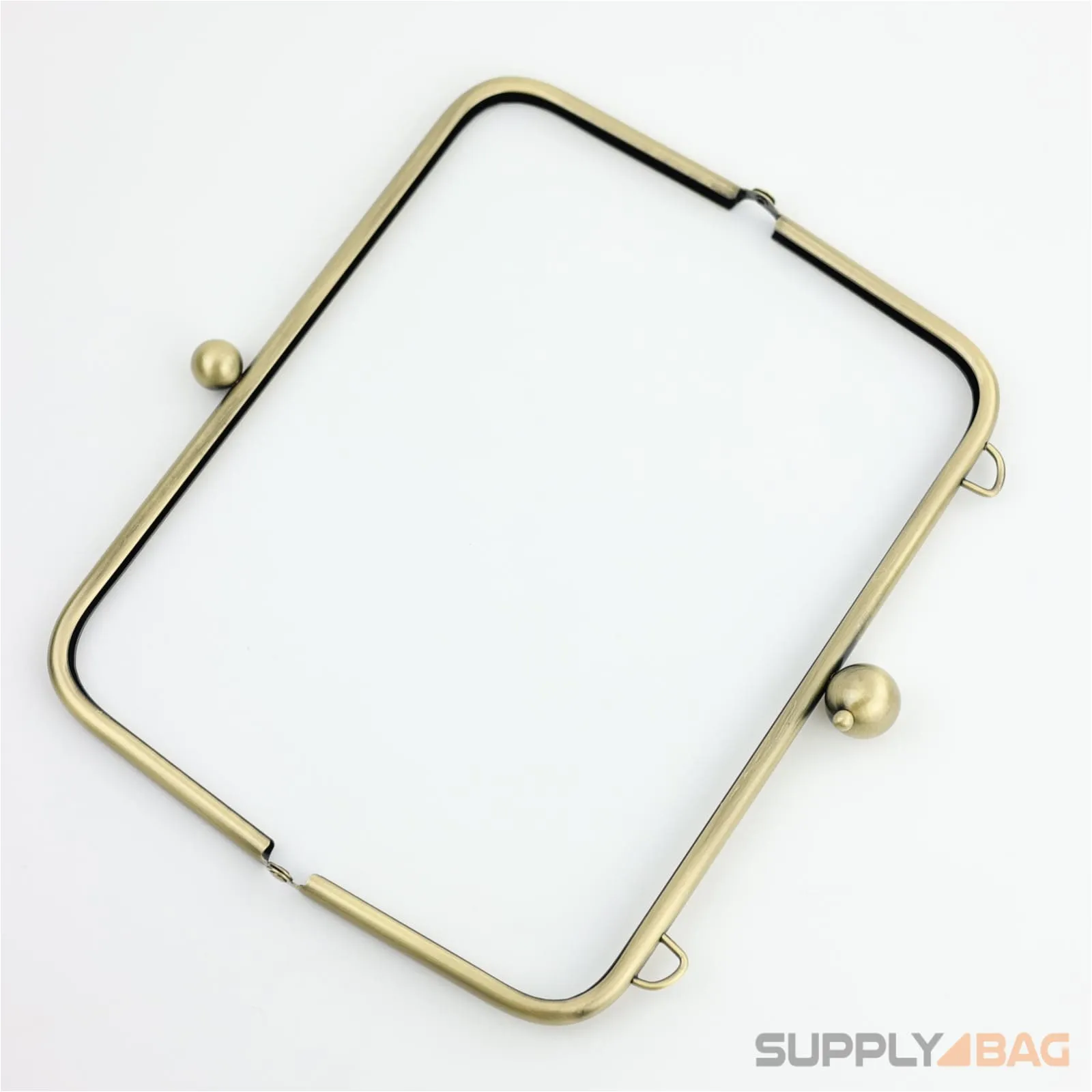 10 x 4 inch - Large Antique Brass Clutch Frame with Chain Loops Atop