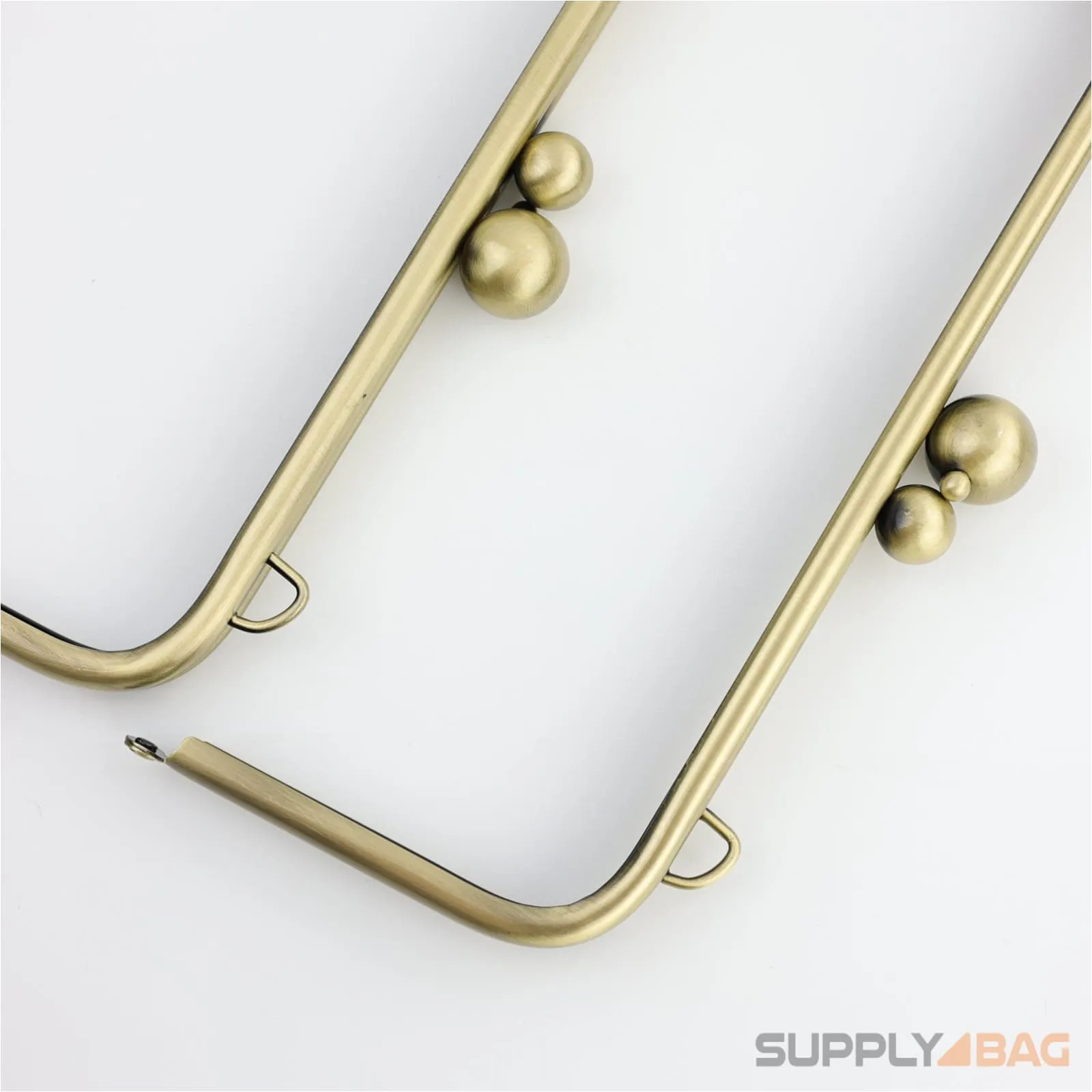 10 x 4 inch - Large Antique Brass Clutch Frame with Chain Loops Atop