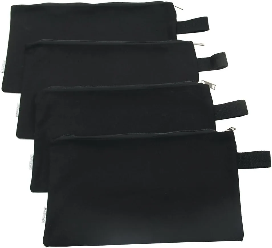 100% Cotton 16oz Heavy Duty Multi-purpose Canvas Zipper Tool Bag Organize Storage Pouch 4-pack