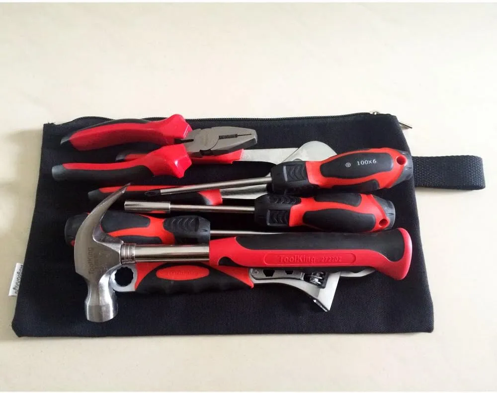 100% Cotton 16oz Heavy Duty Multi-purpose Canvas Zipper Tool Bag Organize Storage Pouch 4-pack
