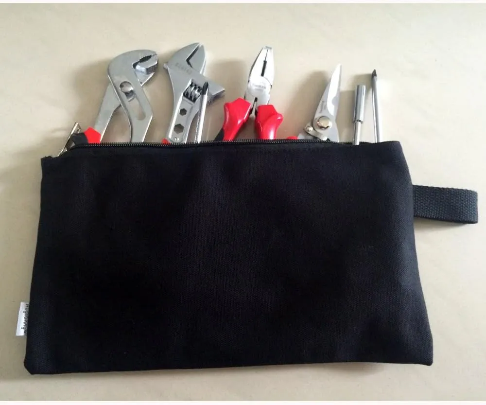 100% Cotton 16oz Heavy Duty Multi-purpose Canvas Zipper Tool Bag Organize Storage Pouch 4-pack