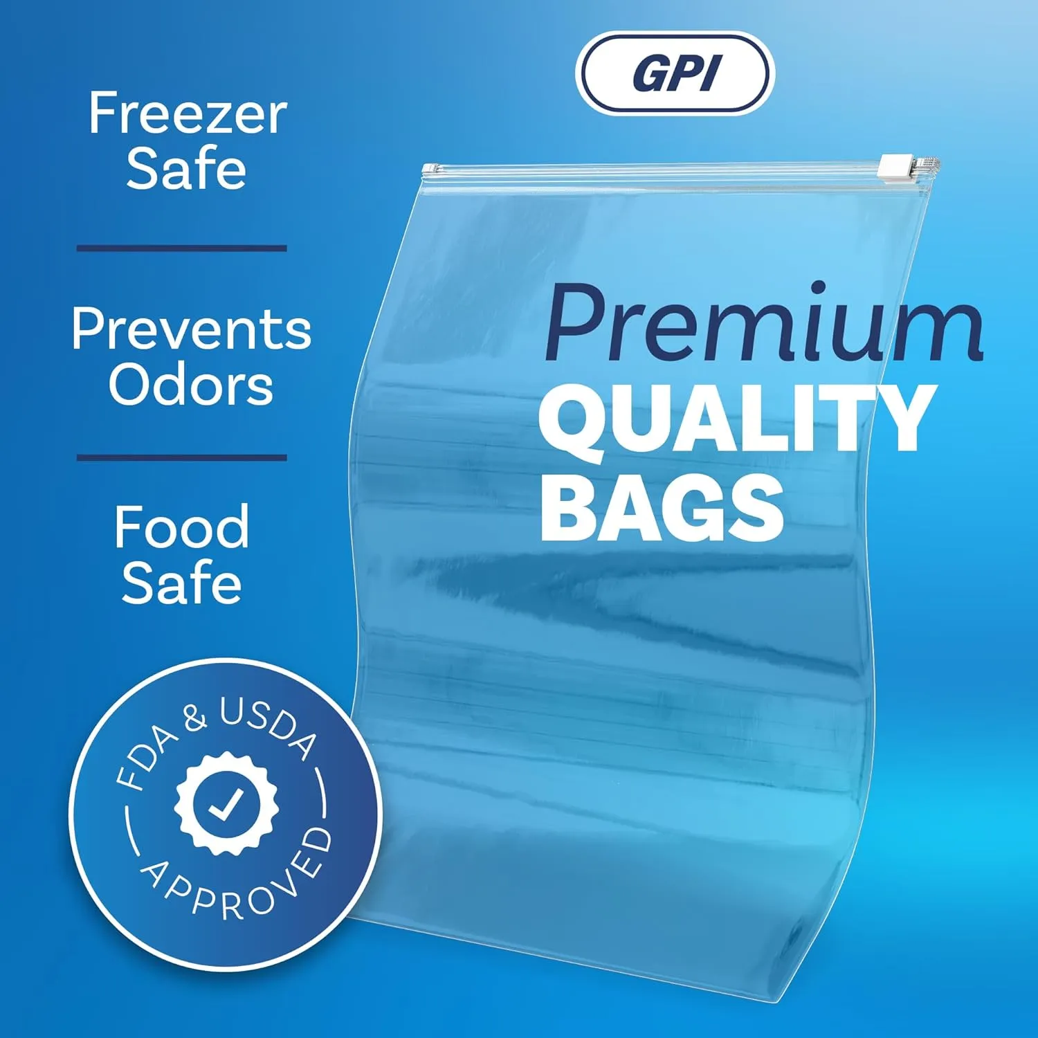 100 Count - Slider Zip Jumbo Food Storage Bags, 16" x 18" 3 Mil Heavy Duty, Extra Large, Strong & Durable For Freezer Storage. GPI