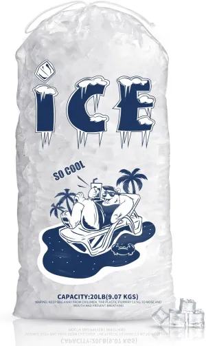 100 Pack Ice Bags 20 lb, Heavy-Duty Ice Bags with Drawstring(2 Mils Thickness)