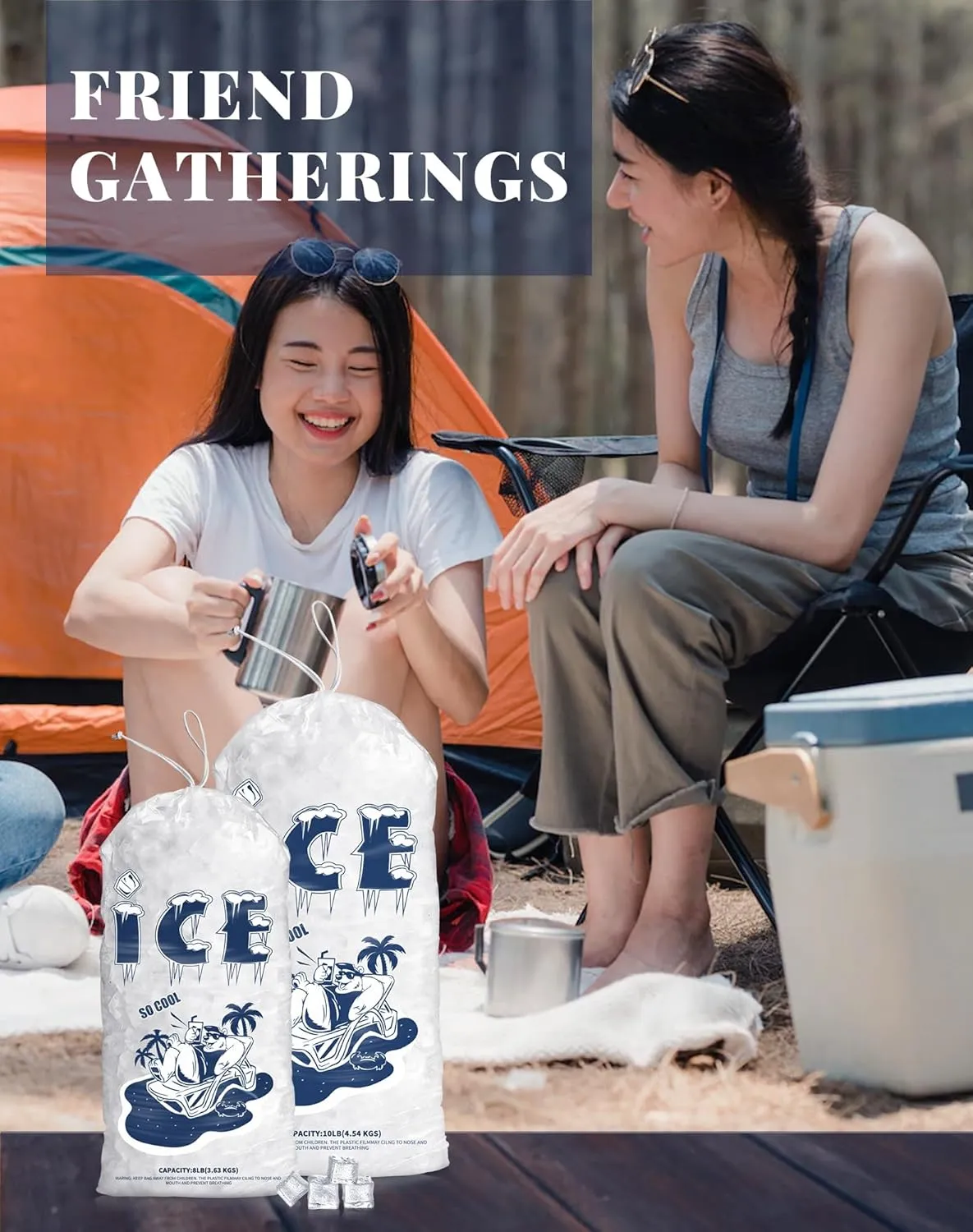 100 Pack Ice Bags 20 lb, Heavy-Duty Ice Bags with Drawstring(2 Mils Thickness)