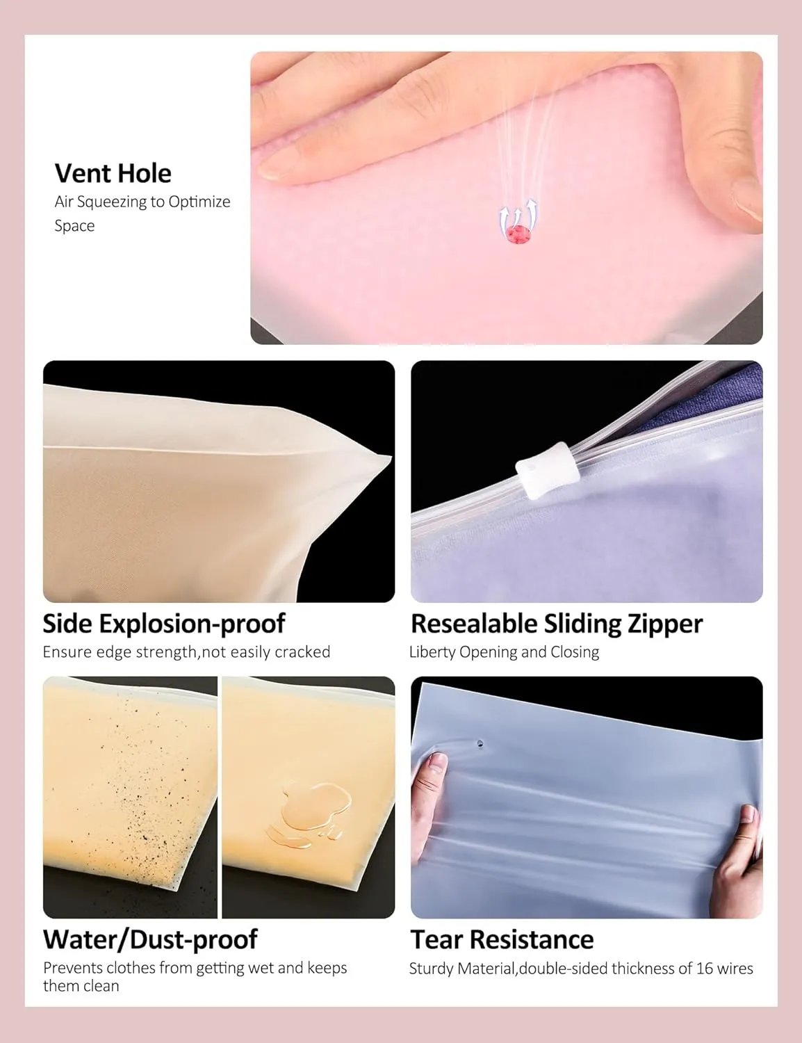 100Pcs Shirt Bags, 10" x 13" Frosted Zipper Plastic Bags for Clothes, Resealable Shirt Shipping Packaging Bag, 3 Mil