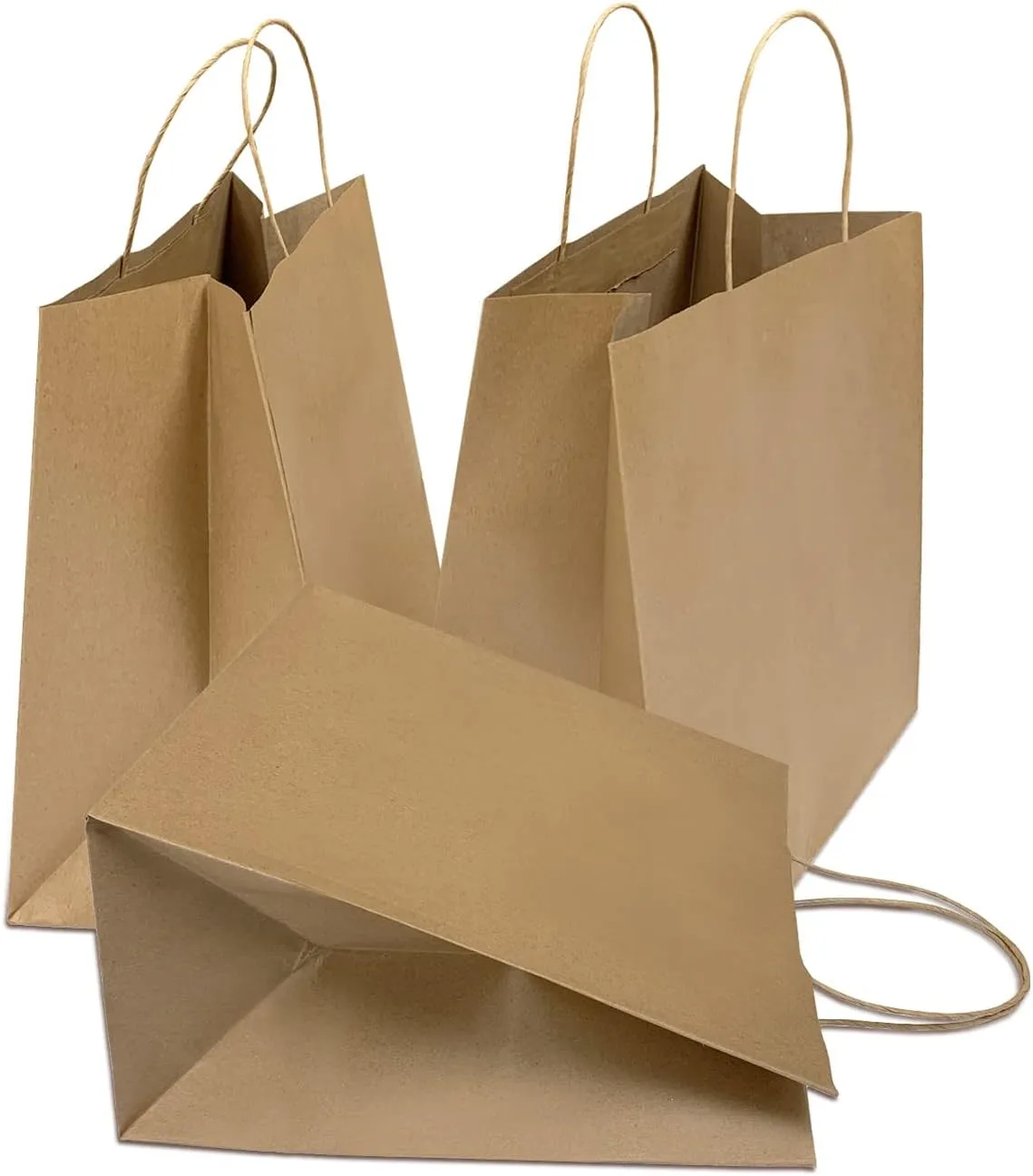 1072B 100C Kraft Paper Bags with Handles - 10x6.75x12 Inches, 100 Count - Eco-friendly, Reusable for Wedding, Gift, Food, Shopping, Grocery, Storage, Lunch, Takeaway, Retail Bags