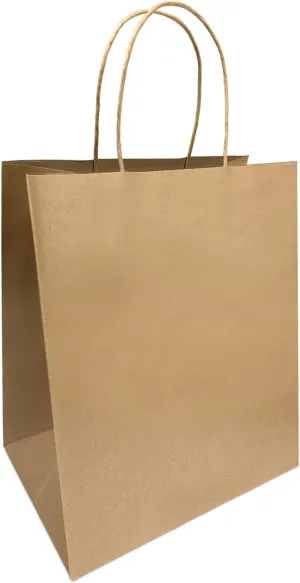 1072B 100C Kraft Paper Bags with Handles - 10x6.75x12 Inches, 100 Count - Eco-friendly, Reusable for Wedding, Gift, Food, Shopping, Grocery, Storage, Lunch, Takeaway, Retail Bags