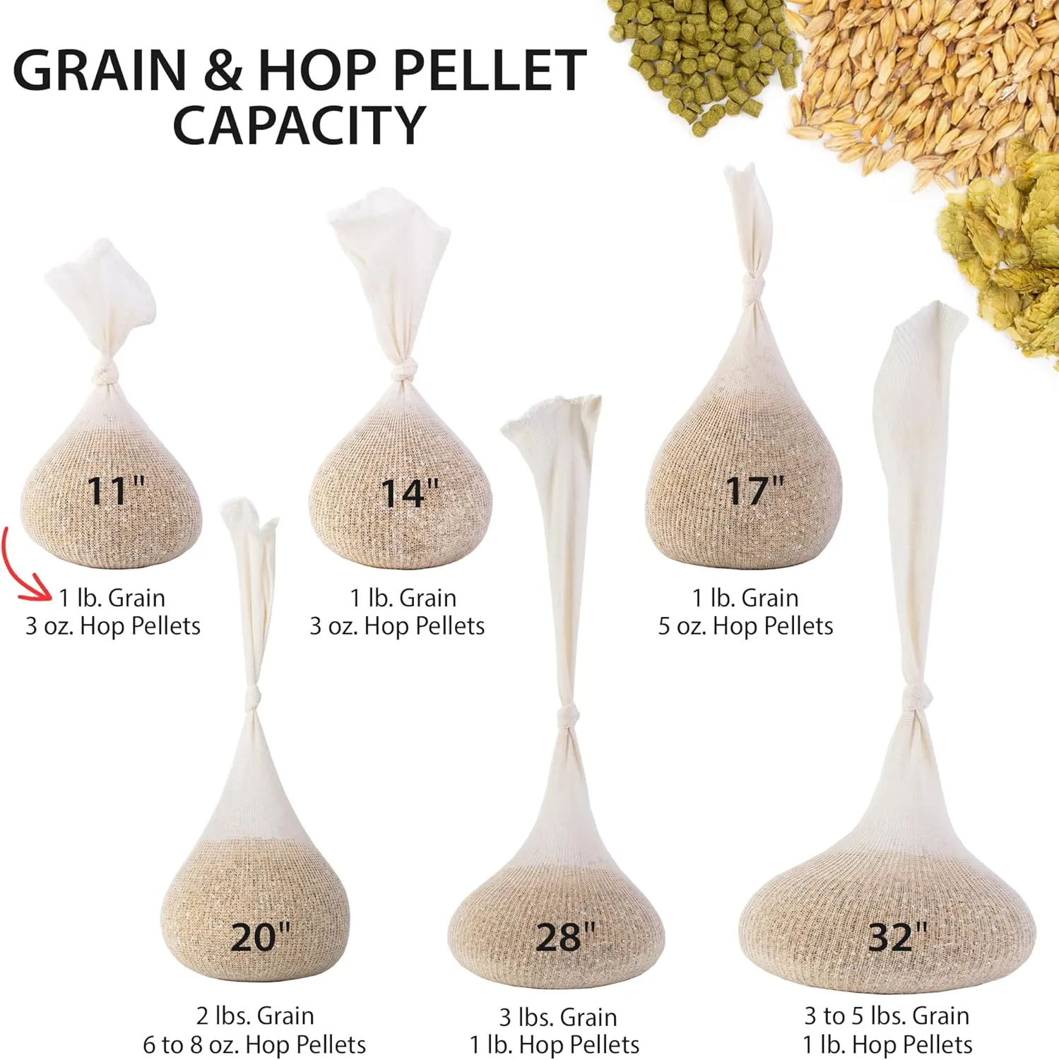 11" (10 Pack) Hops, Grain & Spice Beer Brewing Bags Cotton Mesh Steeping Bags for Beer Wine, Cider, Tea, Soups & Nut Milk, Hops & Grain Socks for Dry Hopping for Micro Brewing or Homebrewing