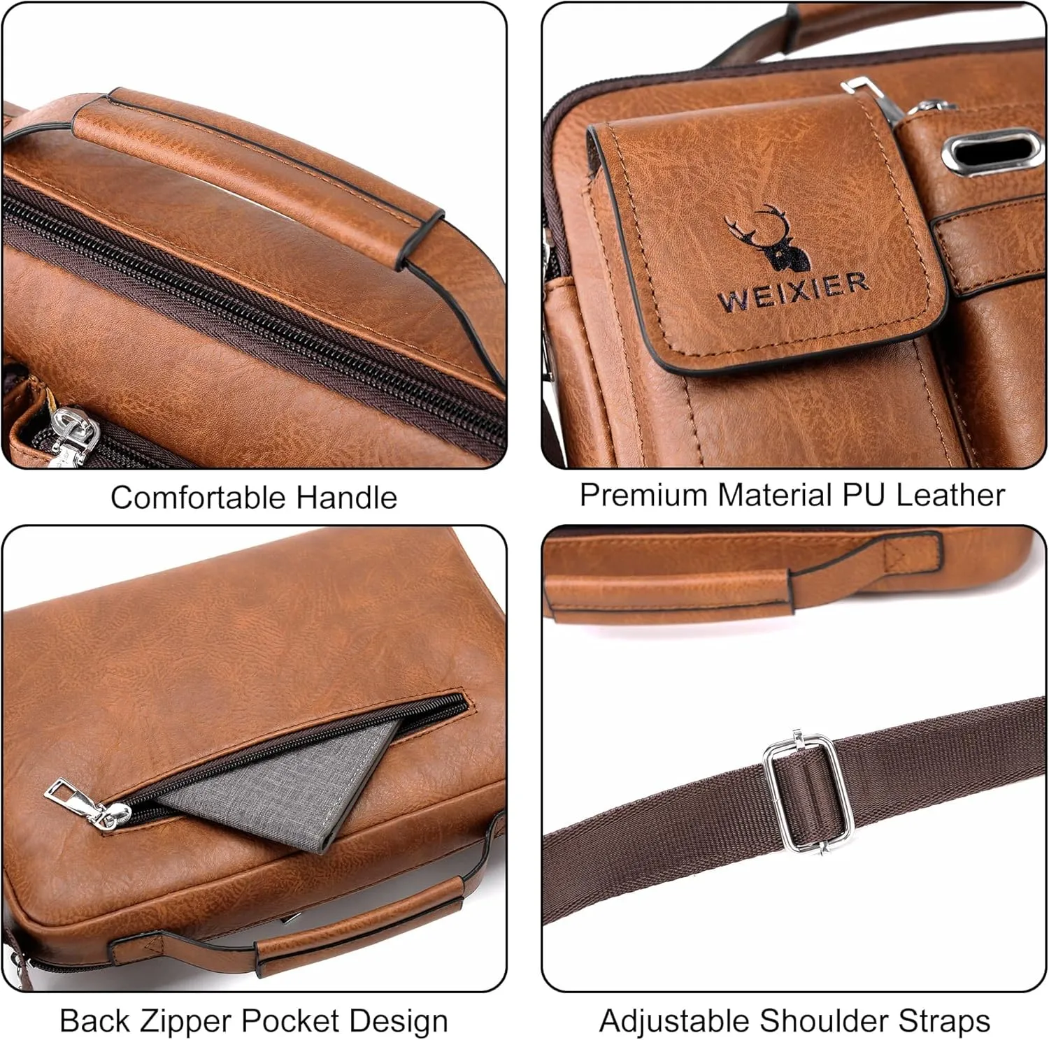 11" Small PU Leather Messenger Bag Shoulder Bag Cross Body Handbag Vintage Crossbody Bag for Women & Men Satchel Man Purse