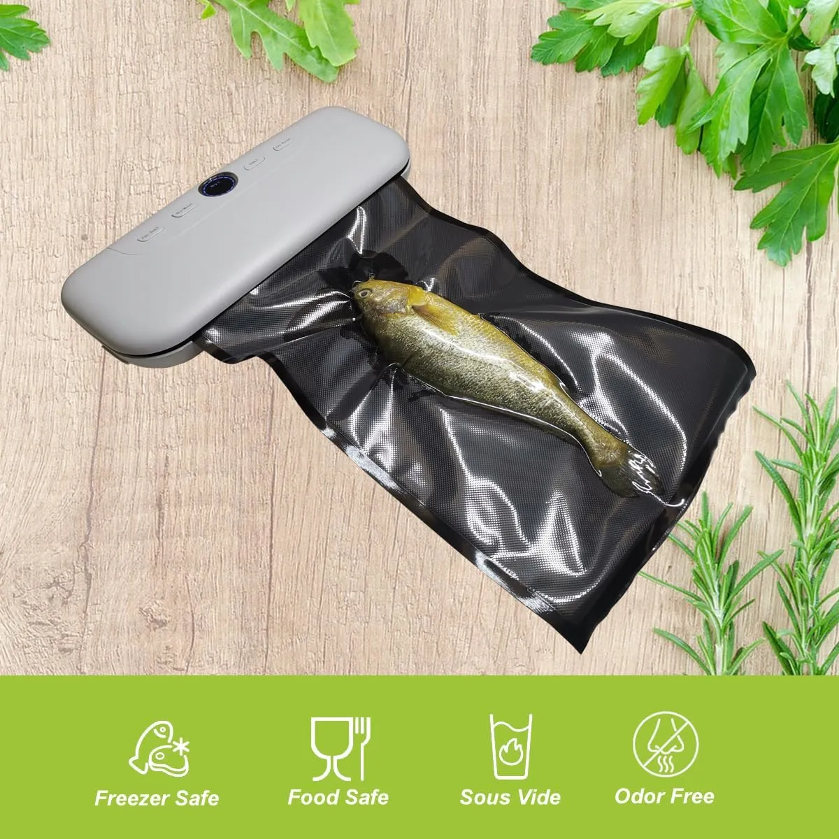 11" x 19.5' (Total 39 Feet) Vacuum Seal Bags Black and Clear, Vacuum Sealer Bags for Food Storage, Heavy Duty Commercial Grade 5 Mil Vacuum Bags, 2 Rolls