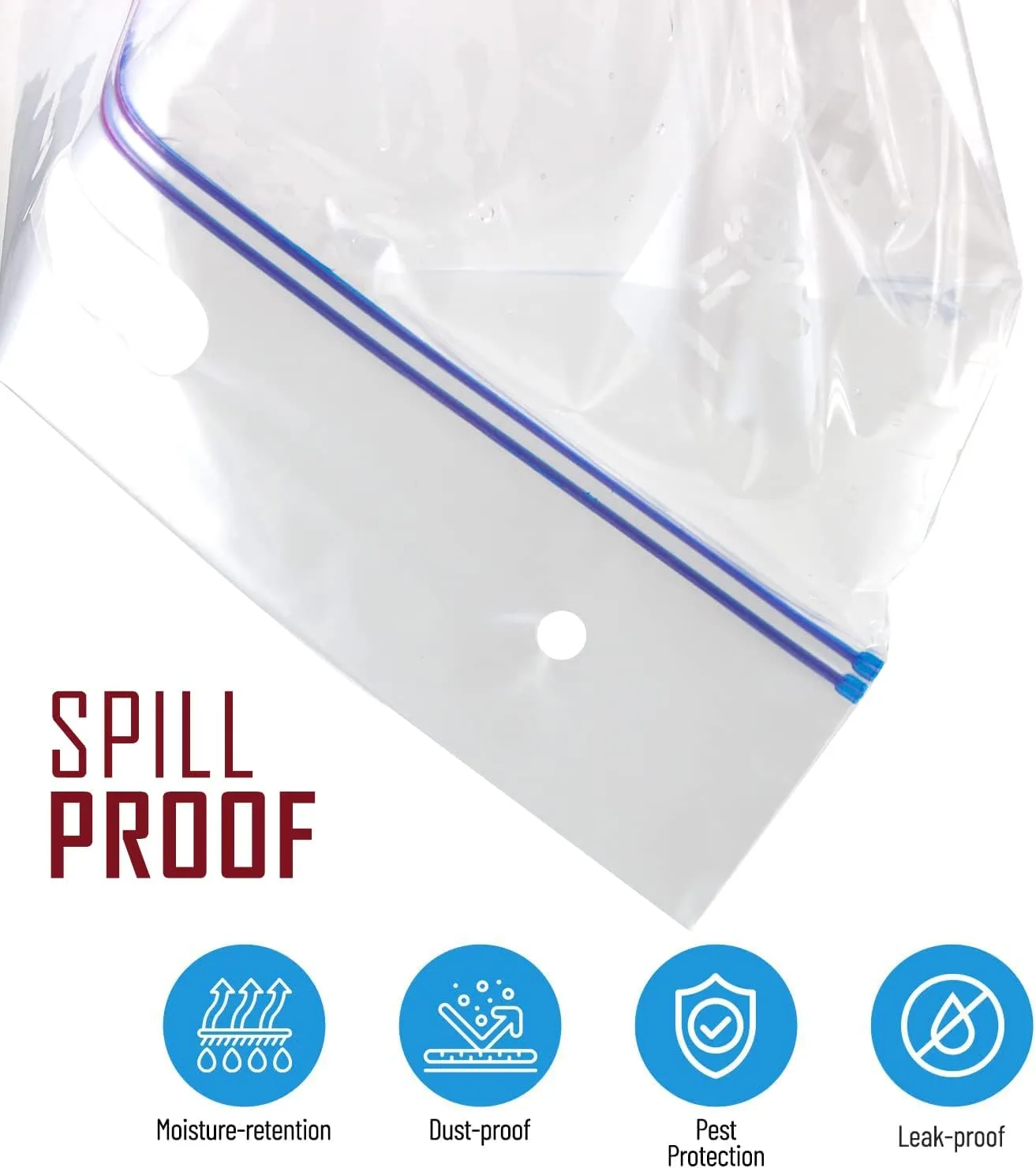 12 Large Plastic Storage Bags, 3 Gallons, Zero BPA, Double Zipper Seal, 3 Mils Thick, Double Layer Carry Handle, 15"x15"x7", Moving, Seasonal, Travel