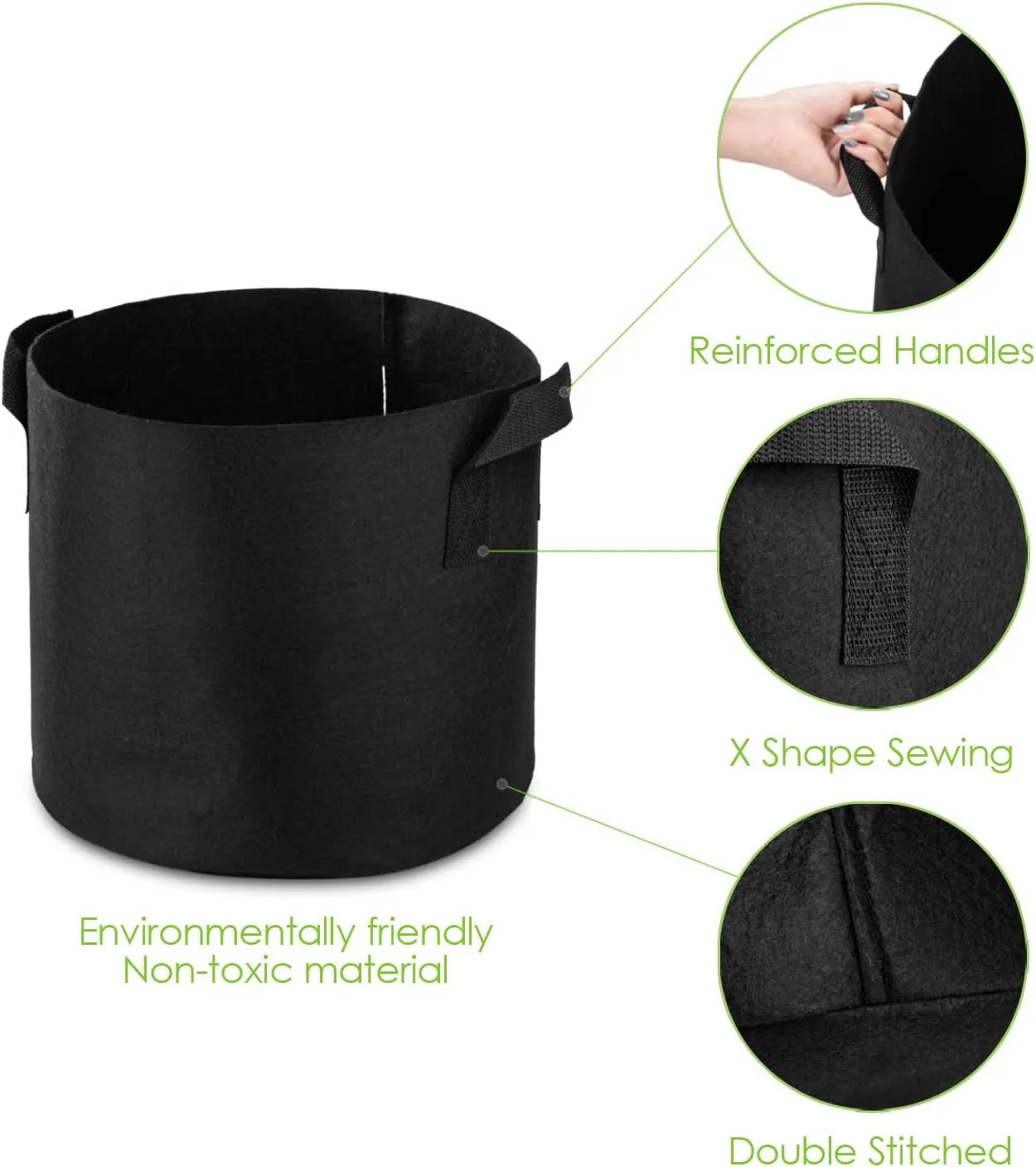 12-Pack 25 Gallon Grow Bags Heavy Duty Container Thickened Nonwoven Fabric Plant Pots with Handles