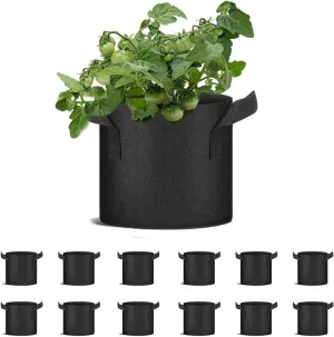 12 Packs Grow Bags, Heavy Duty Fabric Pots, Growing Containers for Planting Vegetables, Flowers (12, 3 Gallon)