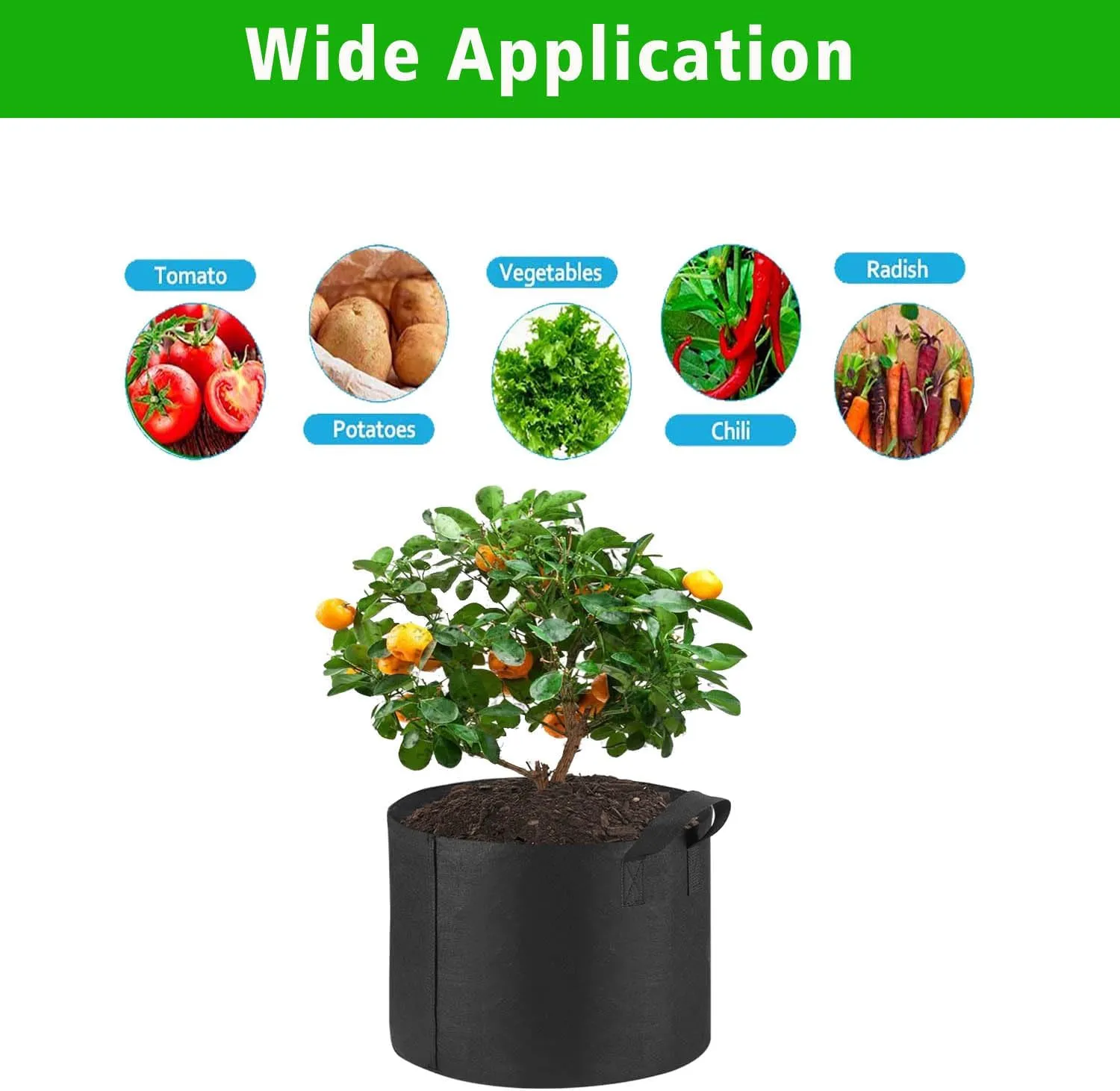 12 Packs Grow Bags, Heavy Duty Fabric Pots, Growing Containers for Planting Vegetables, Flowers (12, 3 Gallon)