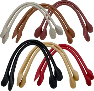 12 Pcs 6 Colors Leather Bag Handles, 16.1" Short PU Leather Purse Bag Strap with Ear Shape End Holes Bag Making Supplies for DIY Crocheted Bags Purse Wallet Tote Bag Making Repairing