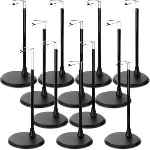 12 Pcs Adjustable Doll Stand Display Holder Action Figure Stands Black Doll Bracket with Expandable Waist Wire for 14 to 24 Inch Dolls Figures Display Rack for Home Store Market