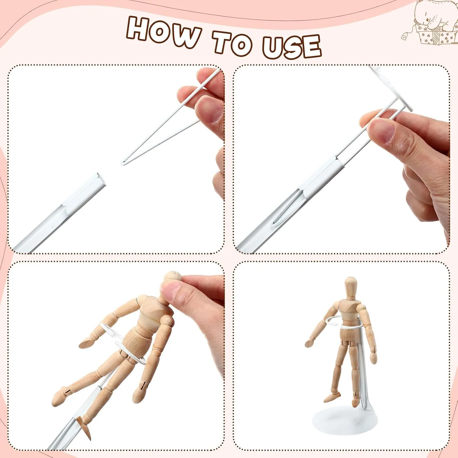12 Pcs Doll Stand Action Figure Stands with Expandable Waist Wire for 8" to 12" Dolls and Action Figure(White)