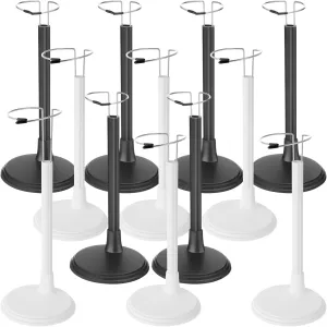 12 Pcs Doll Stands for 8 to 14 Inches Adjustable Dolls Figure Stand Display with Expandable Waist Wire Action Doll Stands Display Rack for Home Shop Birthday Party Favor (Black, White)